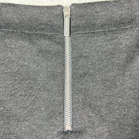 Michael Kors Gray Grey Knit Skirt Sz 8 Back Zipper Slit Chunky Zippers Sharp - Picture 6 of 8